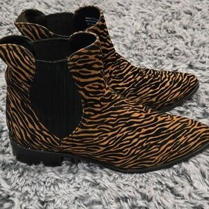 Call It Spring Tiger Print Ankle Boots - Black and Brown